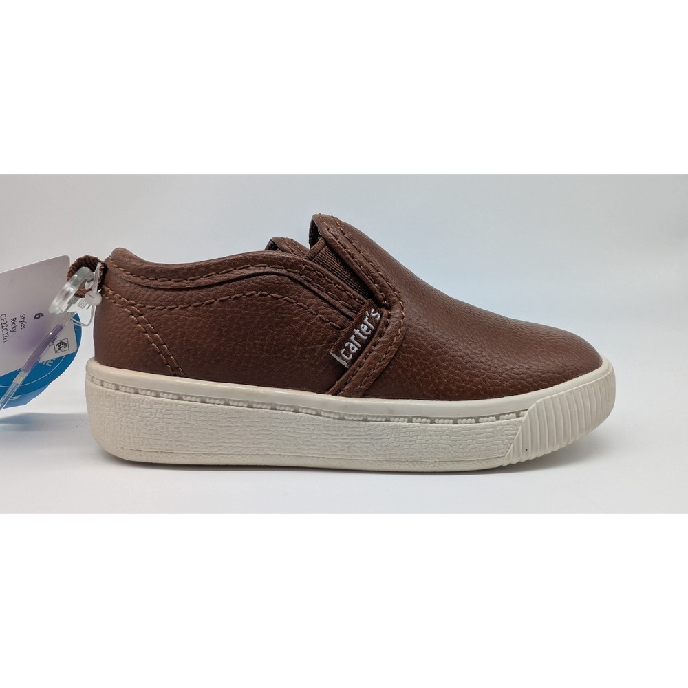 Carter's Slip On Ricky Shoe Toddler Boy's Size 6 Brown Boat Shoe Loafers Easy On - Picture 3 of 6